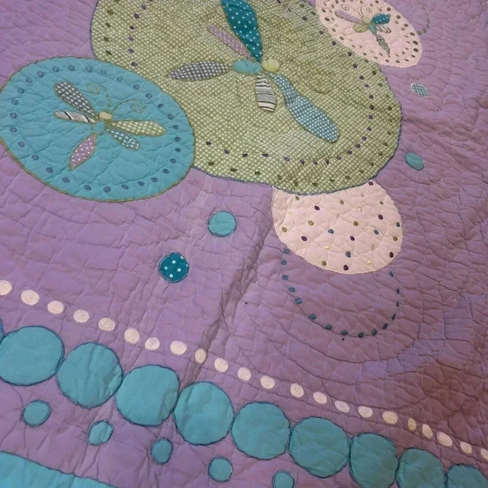 Freckles Dragonfly Lavender Green Child's Quilt 83